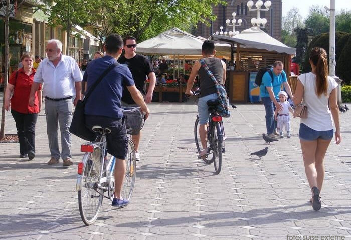 Bicicliştii au încă liber să circule prin centrul Timişoarei