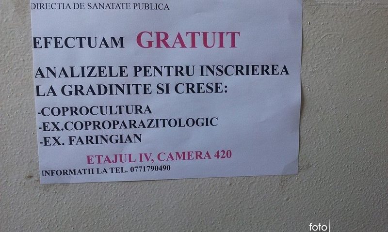 Analize gratuite pentru înscrierea la grădiniţe şi creşe