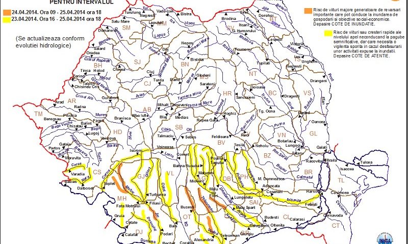 Cota de atenţie depăşită pe râul Cerna, la Pecinişca