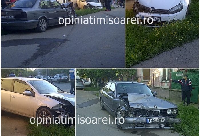 Băut şi fără permis, un tânăr a distrus două maşini