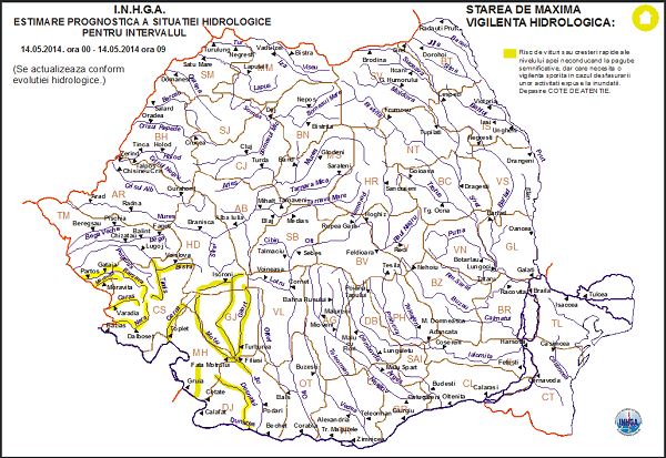 Inundaţiile ameninţă vestul ţării. Cod galben şi portocaliu pe mai multe râuri