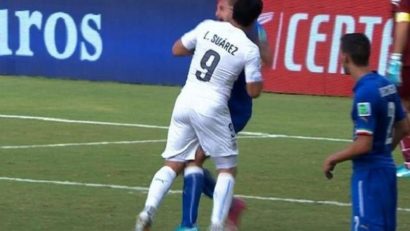 Luis Suarez a fost pedepsit pentru că l-a muşcat pe Chiellini