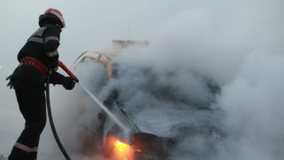 [FOTO] Taximetru în flăcări la Timişoara