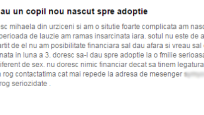 Copii dați spre adopție ilegal, pe internet!