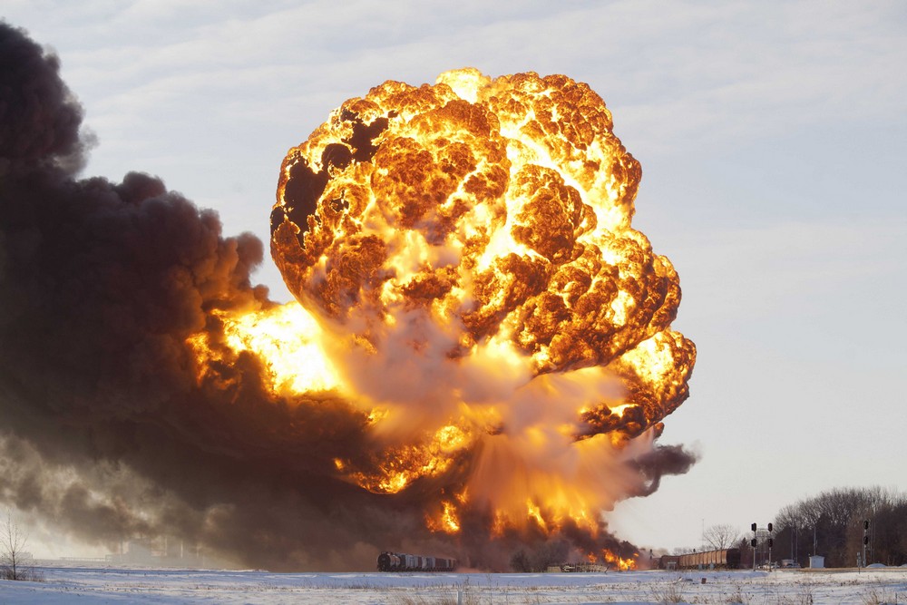 North Dakota Train Collision Ignites Oil Tankers