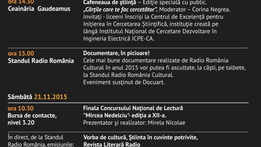 Ascultă, citeşte şi vorbeşte cu Radio România Cultural la Gaudeamus