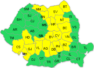 Avertizare meteo: cod galben de ploi, lapoviţă şi ninsori, valabil în 21 de judeţe