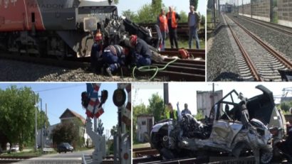 Într-o clipă de neatenţie, un bărbat a murit strivit în maşina lovită de o locomotivă