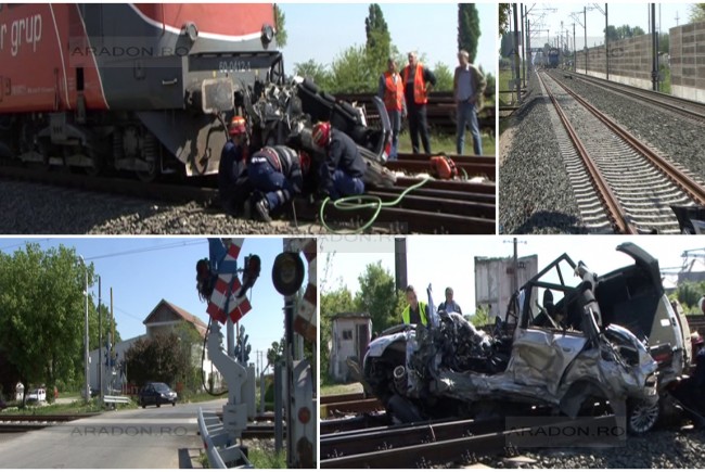 Într-o clipă de neatenţie, un bărbat a murit strivit în maşina lovită de o locomotivă