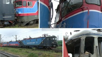 Carambol pe o cale ferată din vestul ţării. Cinci locomotive, implicate într-un singur accident