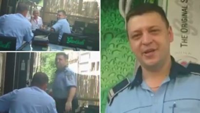 [VIDEO] Poliţişti îmbrăcaţi în uniformă, prinşi cu… berea în mână