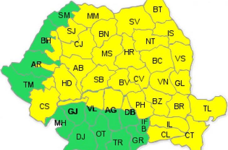 Alertă METEO: Vreme extremă în mare parte din ţară, cu ploi, vânt şi grindină