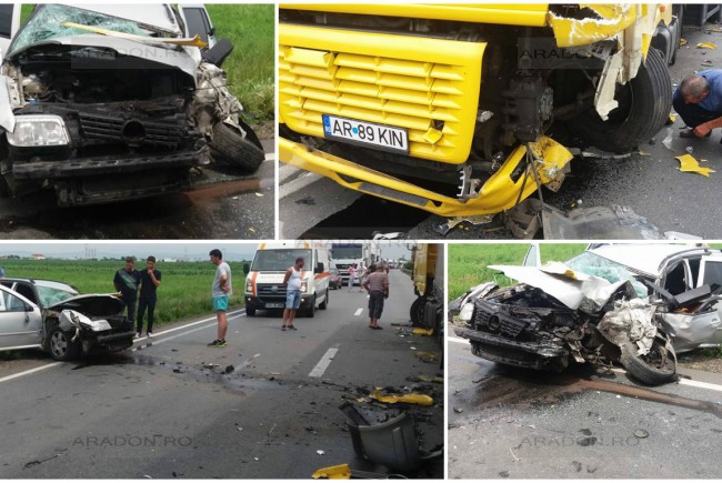 Circulaţie blocată pe centura Aradului, din cauza unui accident rutier soldat cu 4 victime