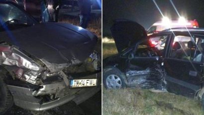 Accident la ieșirea din Timișoara. Două autoturisme s-au izbit în timpul unei depășiri