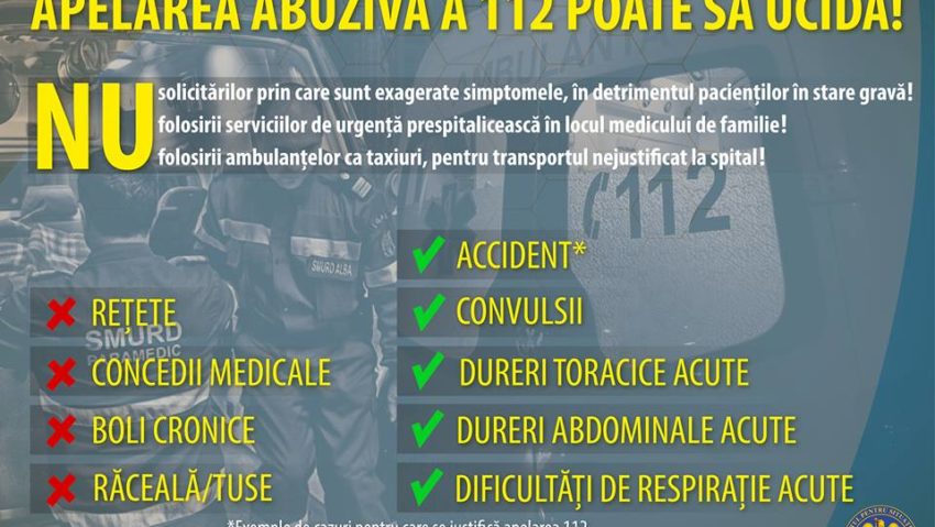 Apelarea abuzivă a numărului 112 poate să ucidă!