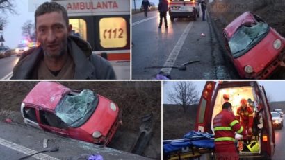 [VIDEO] ACCIDENT grav în vestul ţării: Un şofer beat se distrează după ce a băgat în comă un coleg