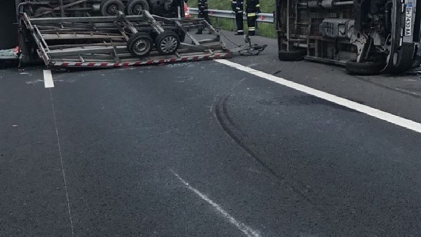 Accident spectaculos pe autostrada A1. S-a activat Planul Roșu