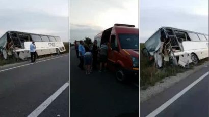 Accident cu 13 răniți pe DN 19. Un autocar s-a lovit de o autoutilitară