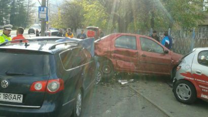 Accident rutier în fața Inspectoratului Județean de Poliție Caraș-Severin