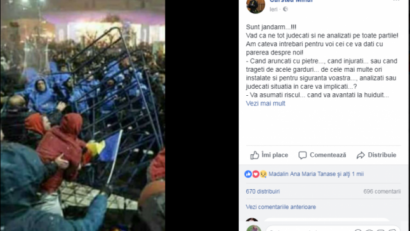 Mesajul unui jandarm pentru protestatari: „Avem datoria să ne ducem întregi acasă. O vom face prin orice mijloace! Şi voi aţi face la fel, corecţilor!“