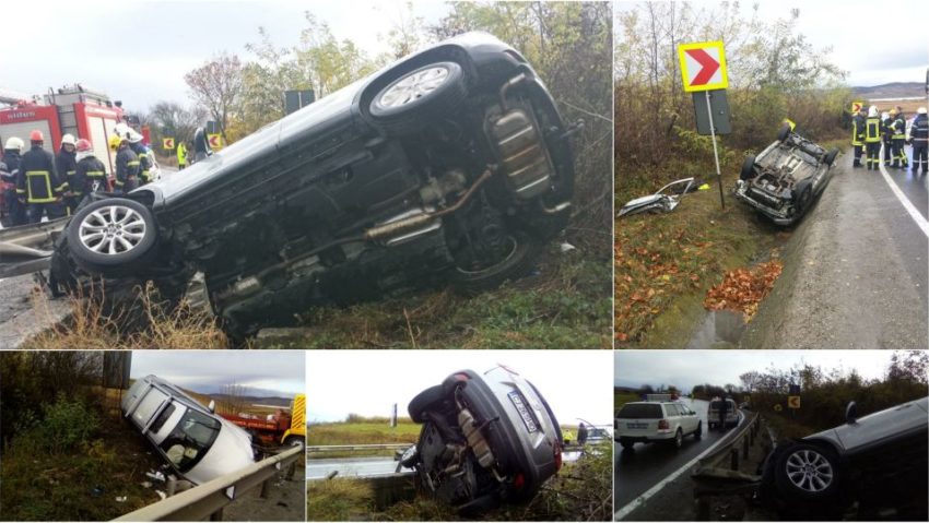 Un mort și trei răniți după ciocnirea unui TIR cu două autoturisme, pe DN13