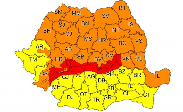 Judeţul Caraş-Severin, sub coduri de vijelii şi viscol