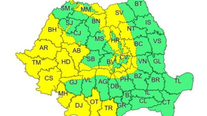 Vestul ţării se află sub cod galben de vânt puternic şi ninsori în zona montană