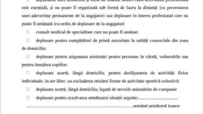 Cum arată declaraţia pe propria răspundere şi adeverinţa de la angajator, pentru deplasările pe timpul nopţii!