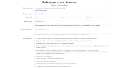 Declaraţiile pe proprie răspundere pot fi completate online