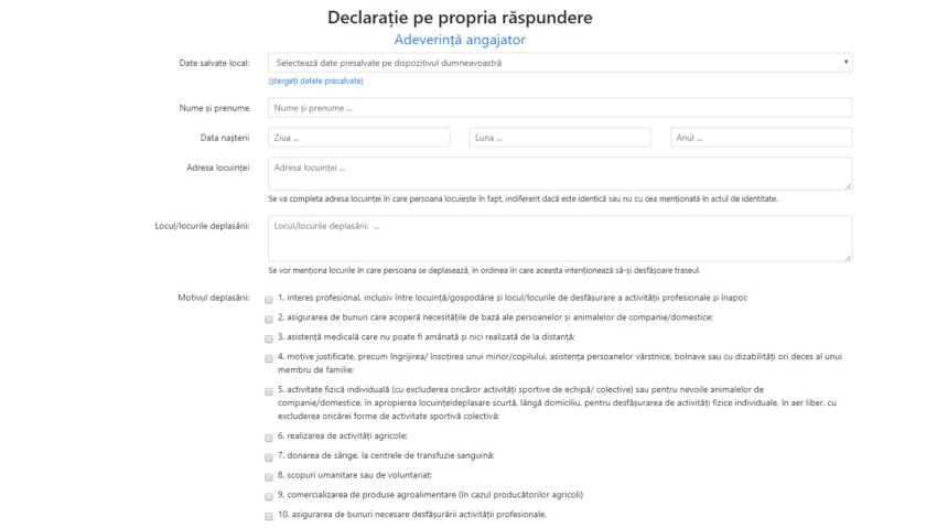 Declaraţiile pe proprie răspundere pot fi completate online