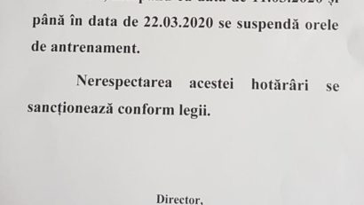 [AUDIO] Antrenamente și competiții, suspendate pentru sportivii de la Cluburile Sportive Școlare și Liceele cu Program Sportiv