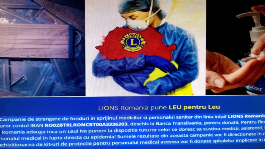 Lions Onix Reşiţa împreună cu Rotary şi-au unit forţele pentru a ajuta Spitalul Judeţean Reşiţa. Pune LEU pentru Leu în lupta cu COVID-19!