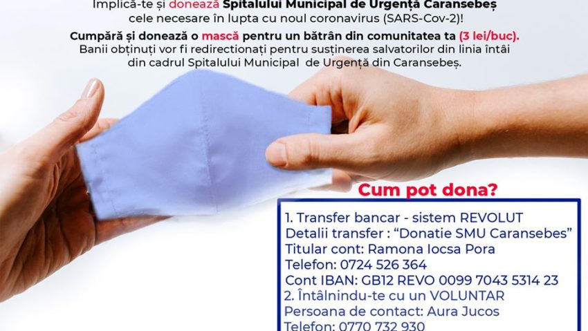 Comunitatea din Caransebeş lansează o nouă provocare. Cetăţenii sunt invitaţi să cumpere unei persoane în vârstă o mască din bumbac!