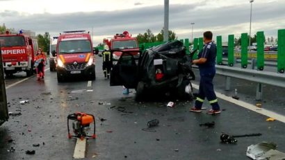 [FOTO] Accident rutier pe A1, la 1 km de vama Nădlac