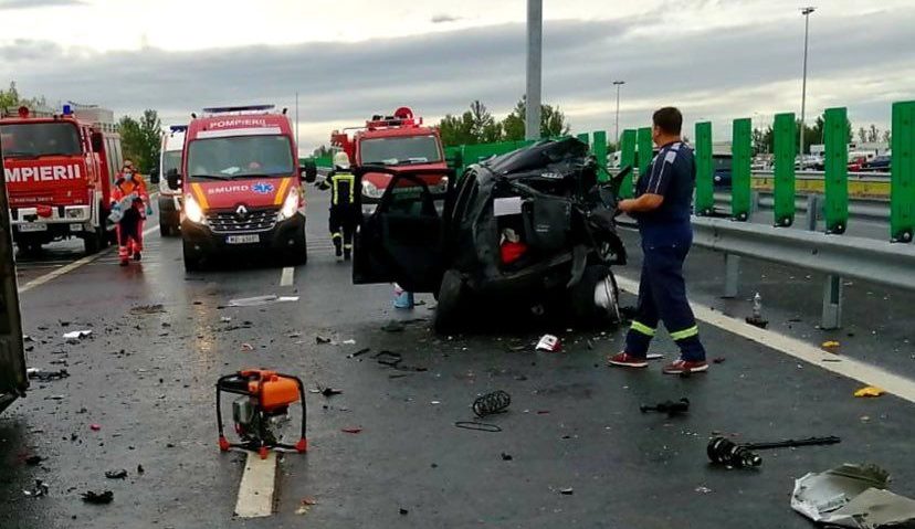 [FOTO] Accident rutier pe A1, la 1 km de vama Nădlac