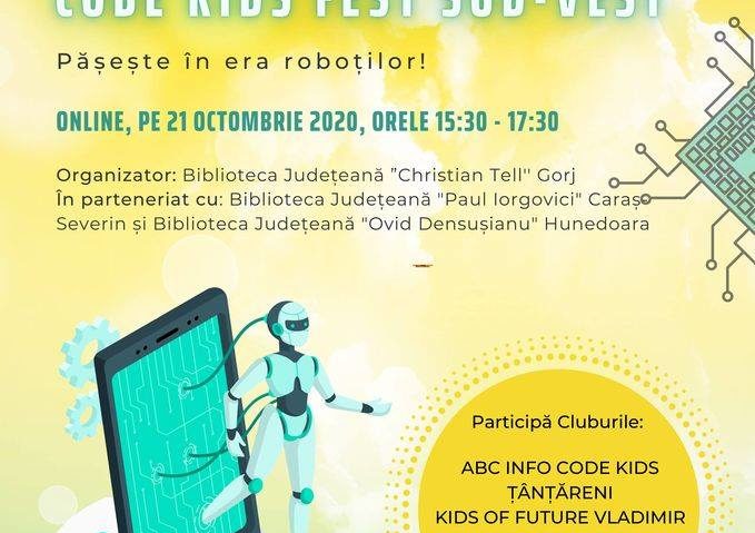 Copiii de gimnaziu din Caraș-Severin, Hunedoara și Gorj se întrec în proiecte digitale la CODE Kids FEST 2020