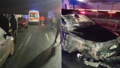 Accident spectaculos în Timiş. O persoană a fost rănită grav