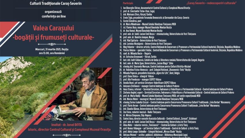 [FOTO] „Valea Carașului –bogății și frumuseți culturale“-prima manifestare on line a proiectului „Cultură și civilizație în Banatul Montan: Caraș-Severin – redescoperiri culturale“!