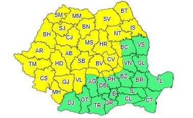 Ploi torențiale, descãrcãri electrice, vânt și grindinã, începând de marți dupã-amiazã. Cod galben de vijelii în Banat, Crișana, vestul și nordul Olteniei