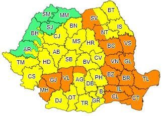ANM: Alerte de ploi şi vijelii în aproape toată ţara