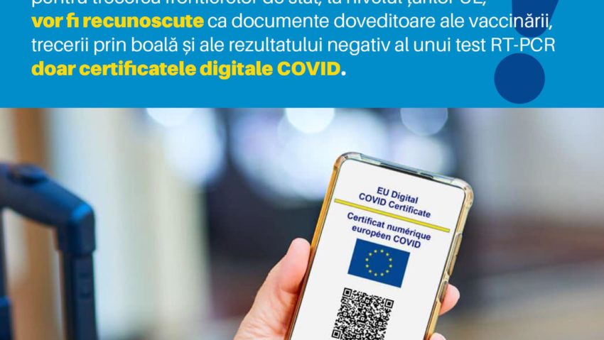 De vineri, la frontierele UE vor fi acceptate doar certificate digitale de vaccinare, testare sau boală