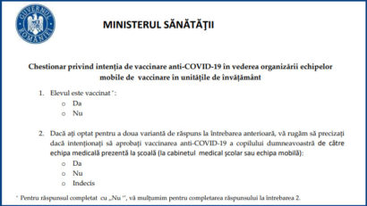 [AUDIO] Carina Pristavu, inspector general al ISJ Caraș-Severin: Chestionarul de exprimare a intenției de imunizare a elevilor minori nu constituie o obligație de vaccinare