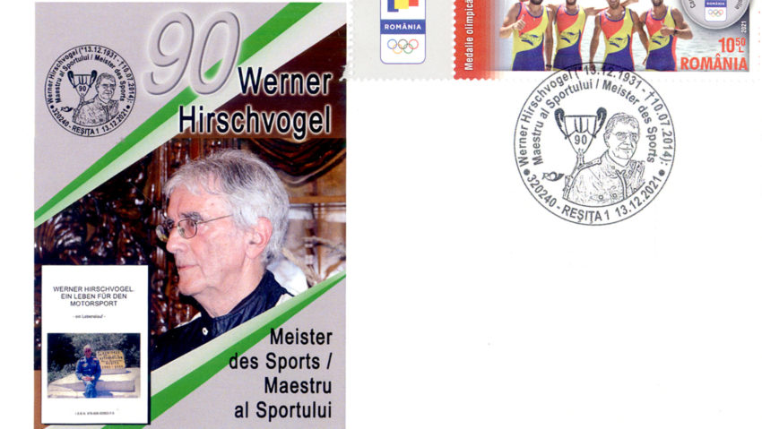 In memoriam Werner Hirschvogel. Corespondenţa expediată de la Oficiul Poştal Reşiţa 1 este obliterată astăzi cu o ştampilă ocazională dedicată automobilistului cărăşean