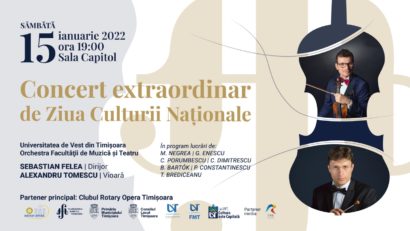 Concert extraordinar de Ziua Culturii Naţionale al Orchestrei Facultăţii de Muzică şi Teatru UVT, alături de renumitul violonist Alexandru Tomescu