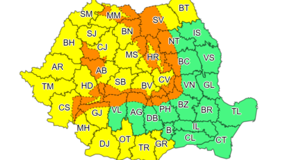 Cod Galben de vânt, începând de duminică dimineață și până luni, în toată jumătatea vestică a țării
