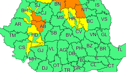 Cod galben şi portocaliu de ninsori şi viscol, până marţi seară, în mai multe zone din ţară
