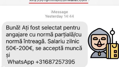 Avertisment: O nouă campanie înşelătoare se răspândeşte prin SMS