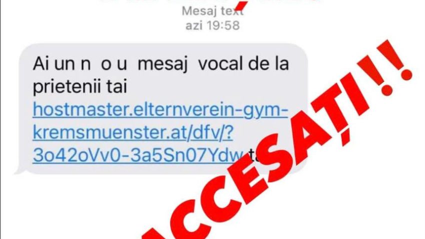 Poliţia avertizează cu privire la un mesaj de tip sms, primit de utilizatorii serviciilor de telefonie din România: Nu accesaţi link-uri primite de la persoane necunoscute! Nu vă lăsaţi înşelaţi!