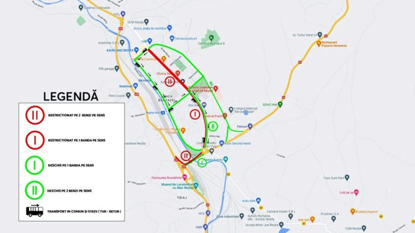 [AUDIO-FOTO] Restricţii de trafic pe Bulevardul Republicii și noi rute pentru autobuzele TUR Reșița