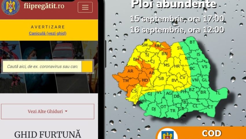 Avertizări meteo și hidro! Din nou cod portocaliu